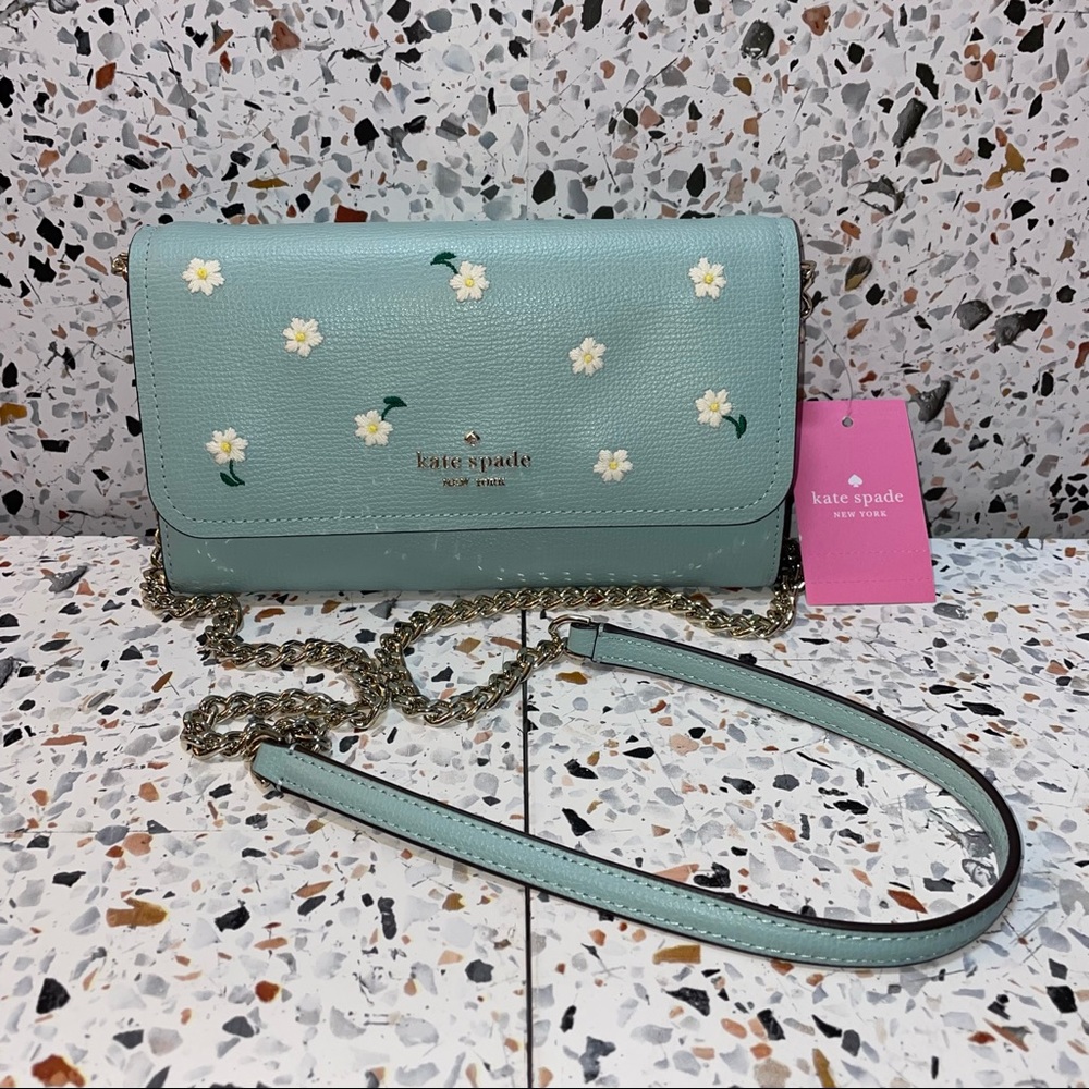 Kate Spade Darcy Embroidered Leather Chain Wallet